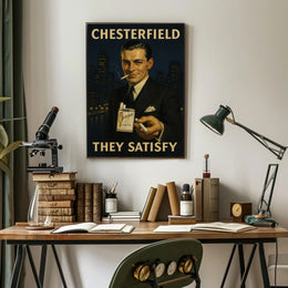 Chesterfield Cigarettes Vintage Urban Cityscape Poster PosterGoat