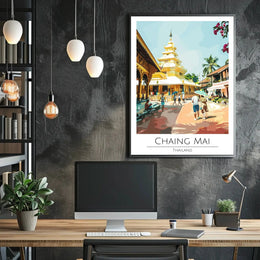 Chiang Mai Temple Scene Cultural Heritage Poster PosterGoat