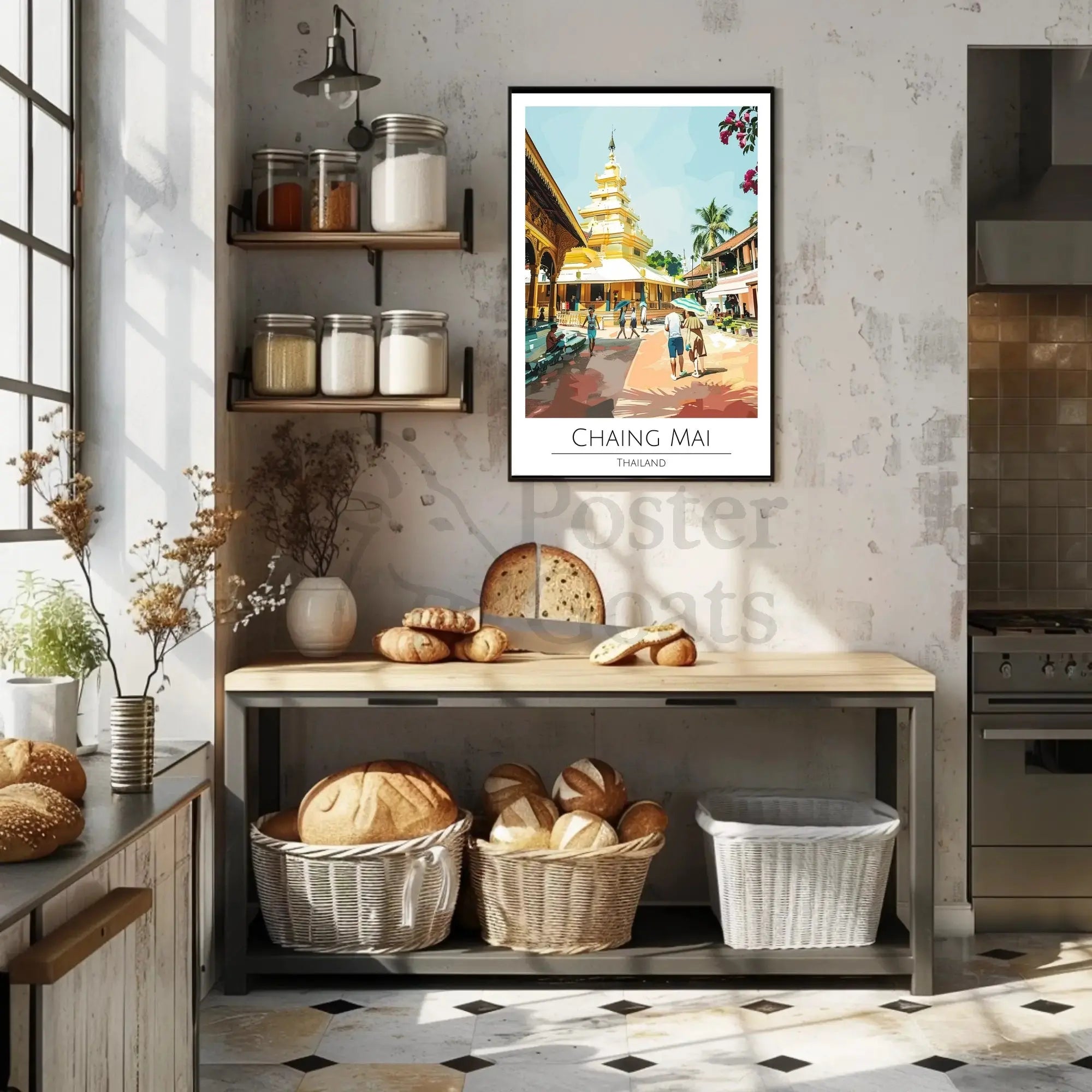 Chiang Mai Temple Scene Cultural Heritage Poster PosterGoat