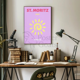 Chic St. Moritz Sun Adventure Travel Poster PosterGoat