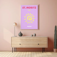 Chic St. Moritz Sun Adventure Travel Poster PosterGoat