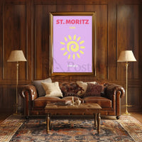 Chic St. Moritz Sun Adventure Travel Poster PosterGoat