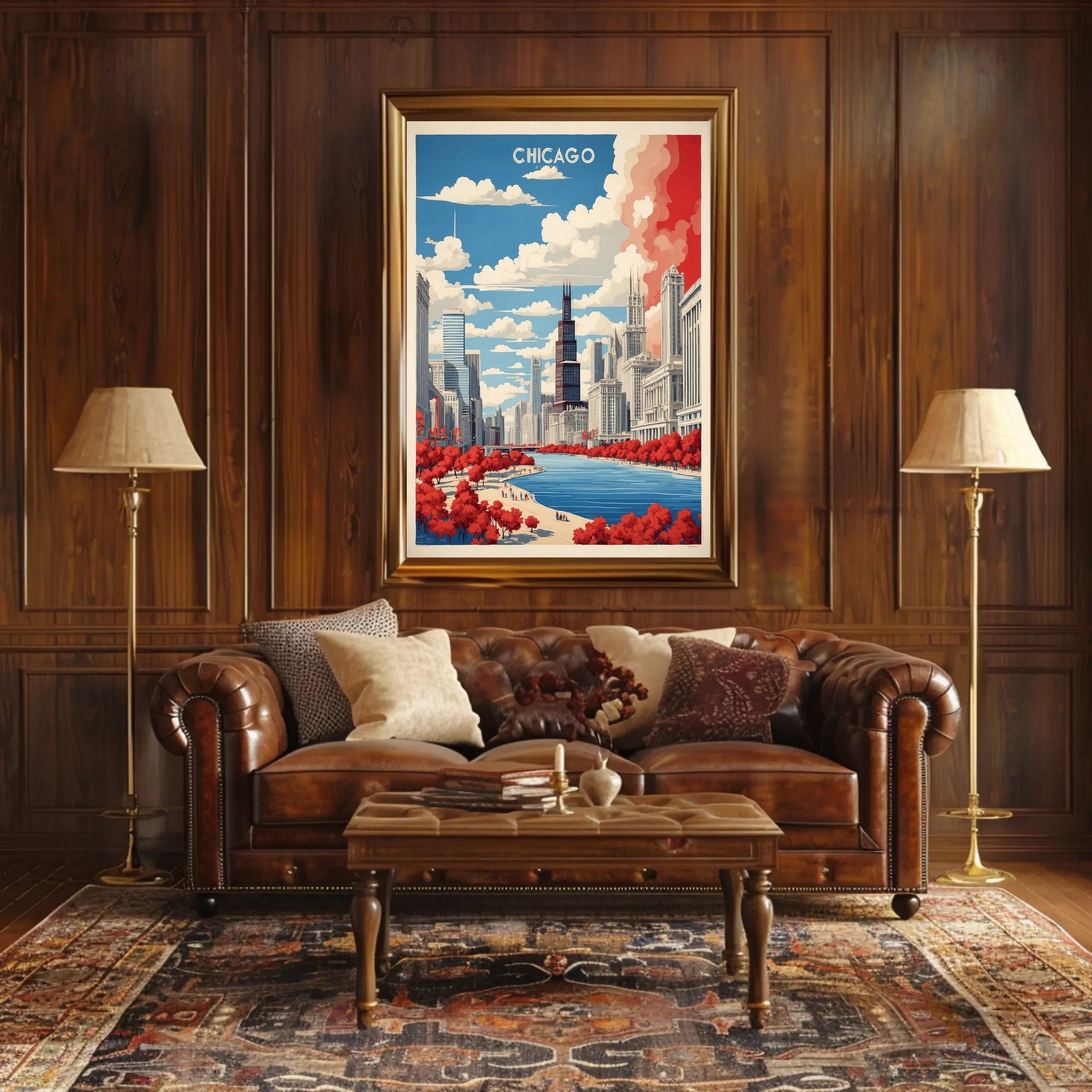 Chicago River Cityscape: Modern Urban or Cityscape Poster PosterGoat