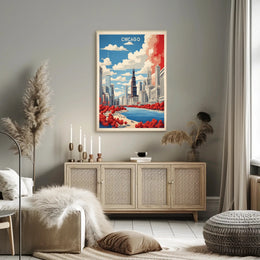 Chicago River Cityscape: Modern Urban or Cityscape Poster PosterGoat