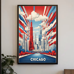 Chicago Skyline Celebration in a Vibrant Urban Cityscape Poster PosterGoat