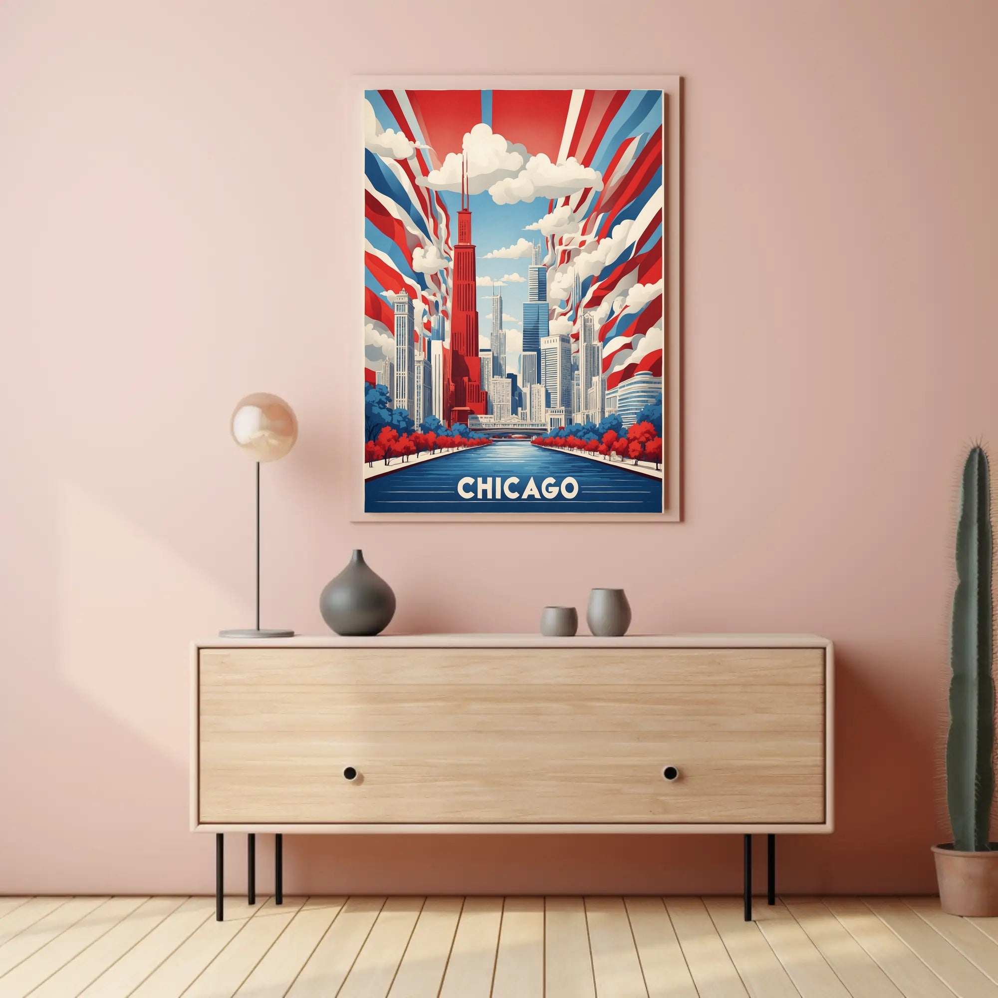 Chicago Skyline Celebration in a Vibrant Urban Cityscape Poster PosterGoat