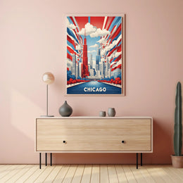 Chicago Skyline Celebration in a Vibrant Urban Cityscape Poster PosterGoat