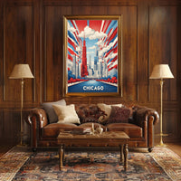 Chicago Skyline Celebration in a Vibrant Urban Cityscape Poster PosterGoat