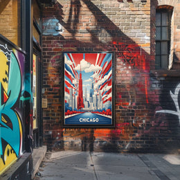 Chicago Skyline Celebration in a Vibrant Urban Cityscape Poster PosterGoat