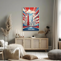 Chicago Skyline Celebration in a Vibrant Urban Cityscape Poster PosterGoat