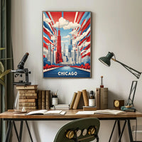 Chicago Skyline Celebration in a Vibrant Urban Cityscape Poster PosterGoat