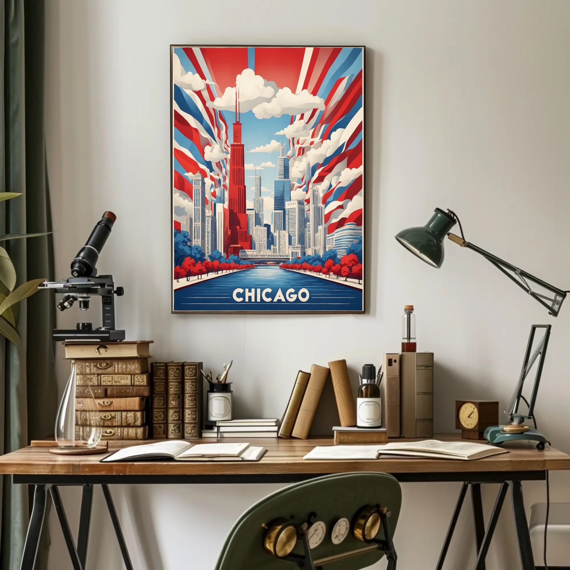 Chicago Skyline Celebration in a Vibrant Urban Cityscape Poster PosterGoat