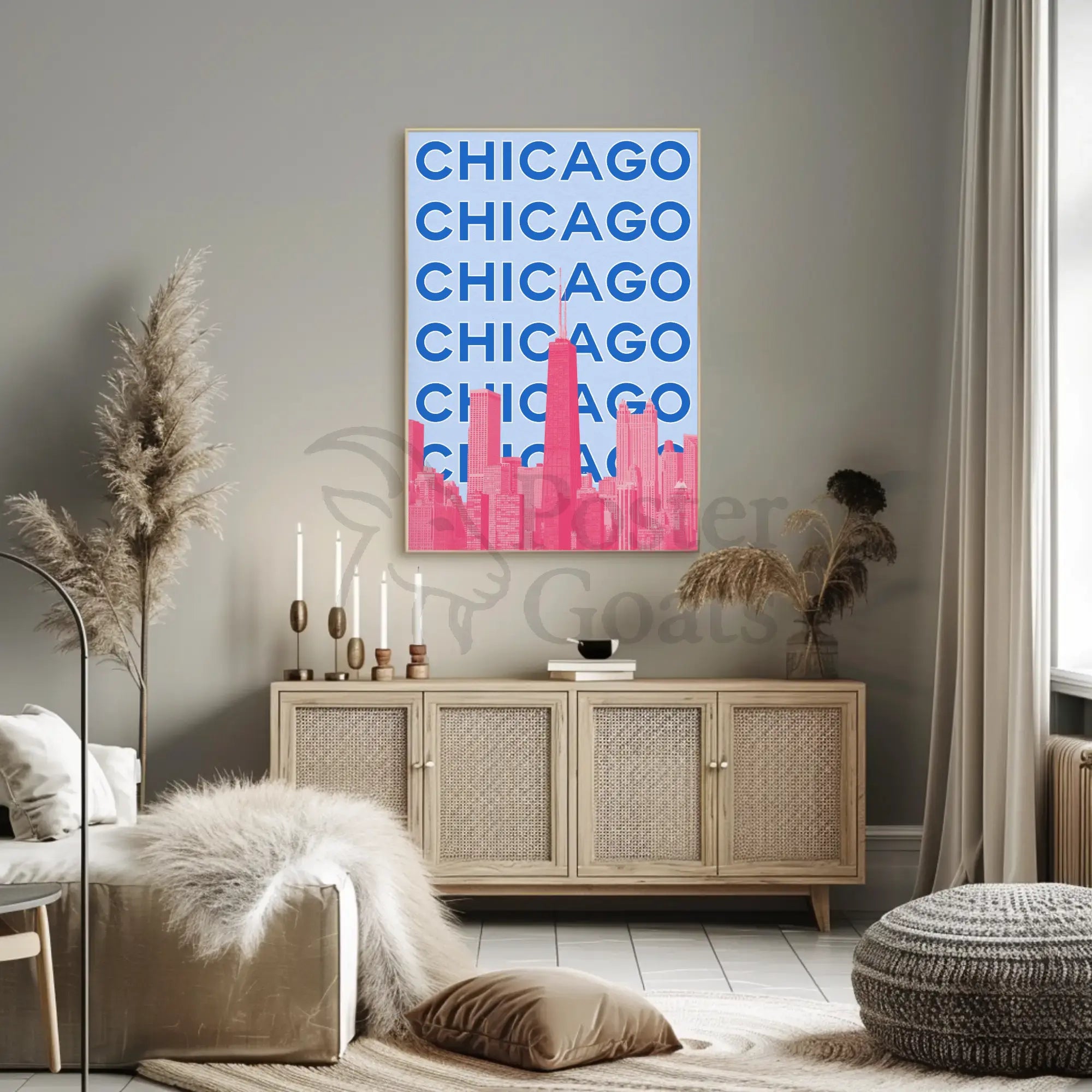 Chicago Skyline Pop Art Travel Poster PosterGoat