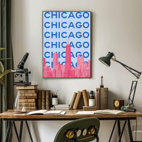 Chicago Skyline Pop Art Travel Poster PosterGoat