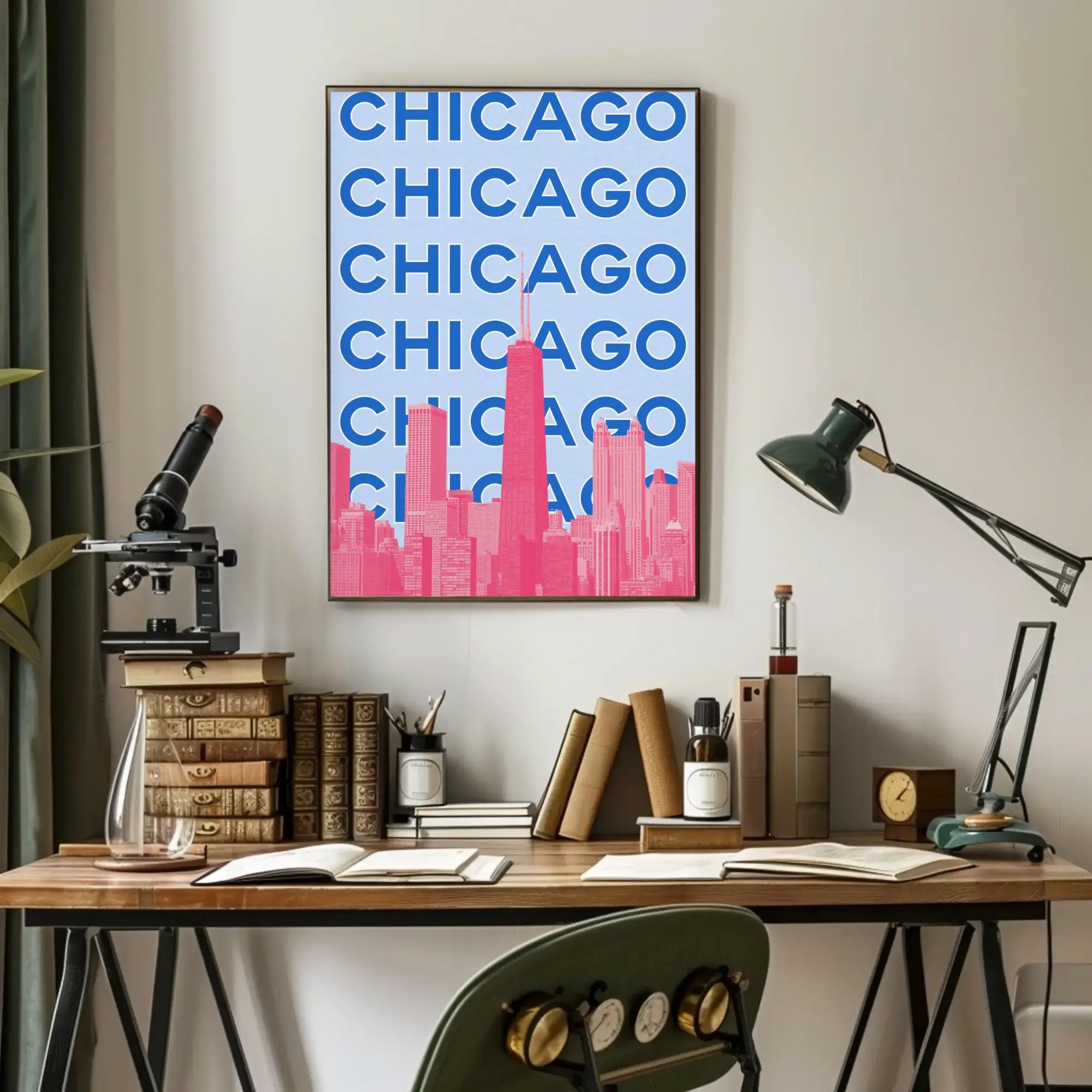 Chicago Skyline Pop Art Travel Poster PosterGoat