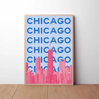 Chicago Skyline Pop Art Travel Poster PosterGoat