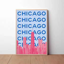 Chicago Skyline Pop Art Travel Poster PosterGoat