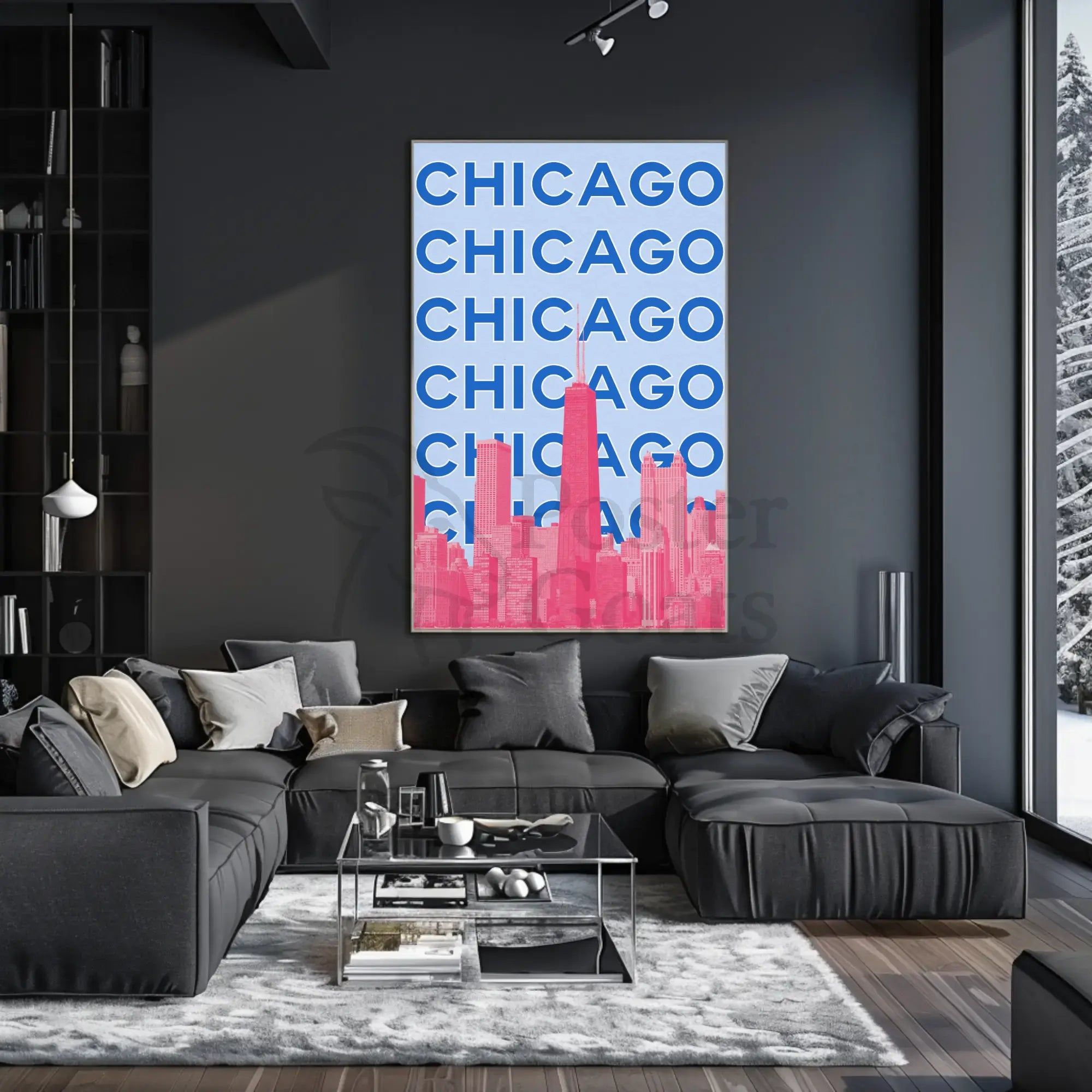 Chicago Skyline Pop Art Travel Poster PosterGoat