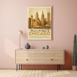 Chicago Skyline Vintage Cityscape Poster PosterGoat