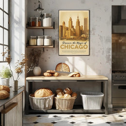 Chicago Skyline Vintage Cityscape Poster PosterGoat