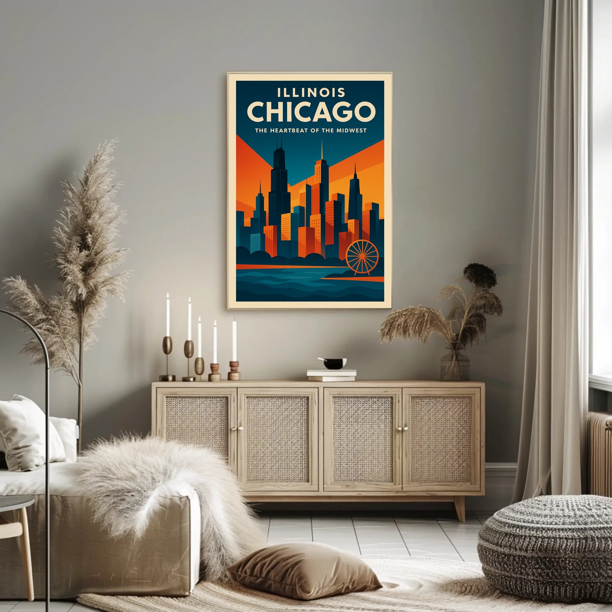 Chicago The Heartbeat of the Midwest Poster PosterGoat