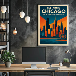 Chicago The Heartbeat of the Midwest Poster PosterGoat