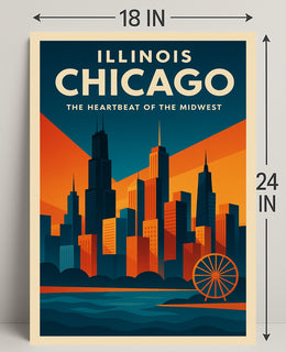 Chicago The Heartbeat of the Midwest Poster PosterGoat
