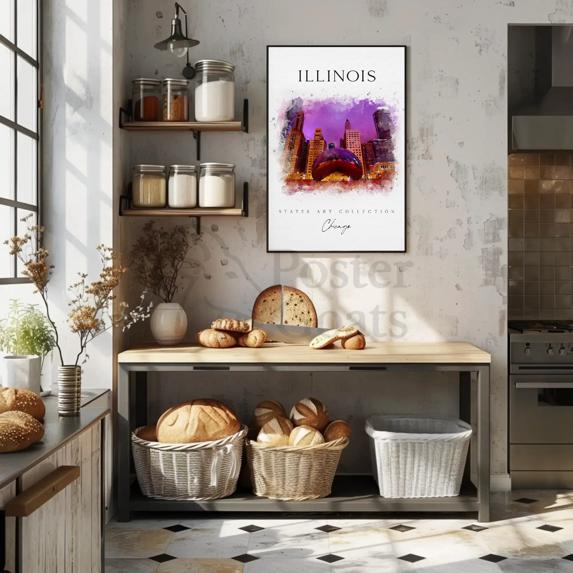 Chicago Urban Vibes Art Print Travel Poster PosterGoat