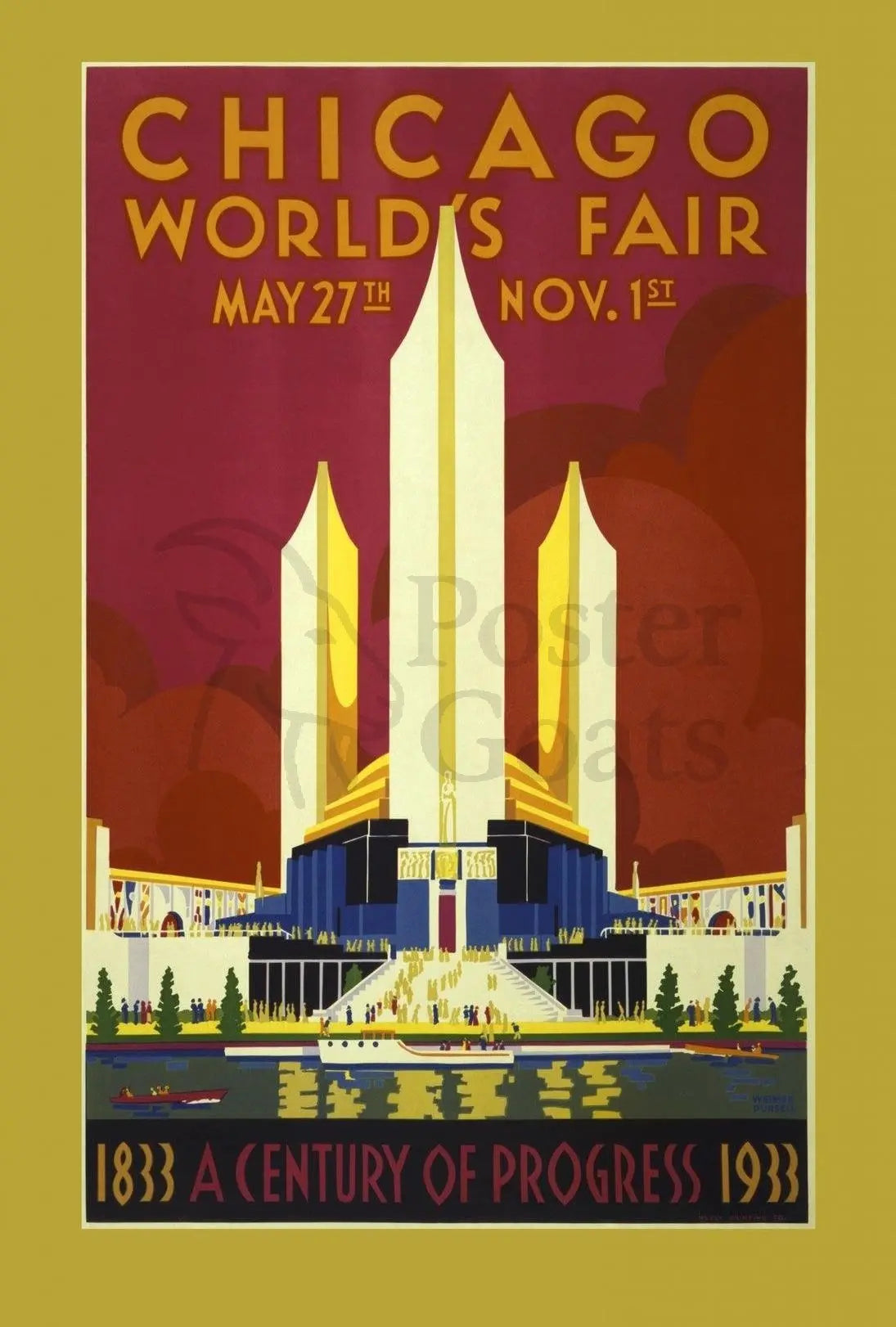Chicago World's Fair 1933 Art Deco Travel Poster PosterGoat