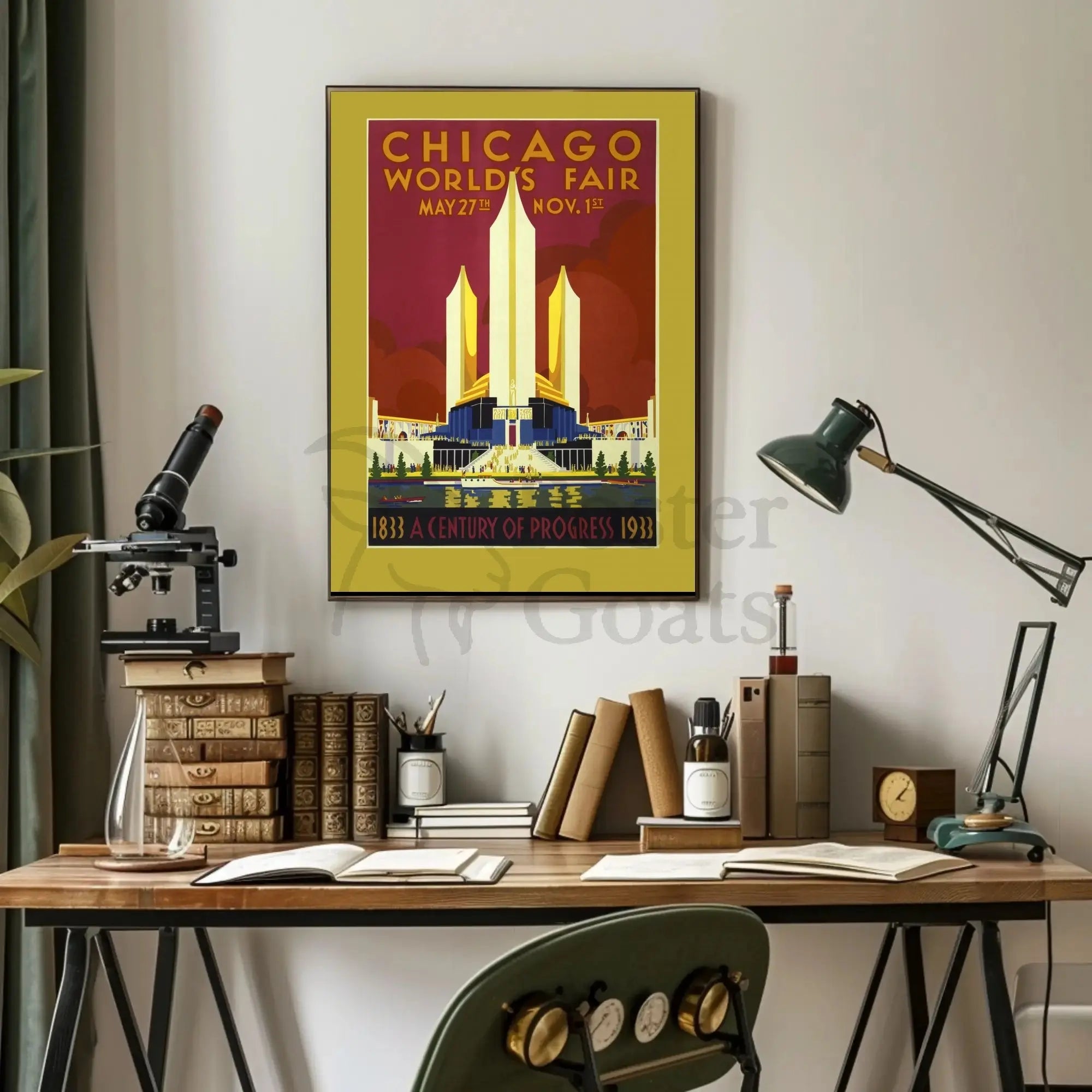 Chicago World's Fair 1933 Art Deco Travel Poster PosterGoat