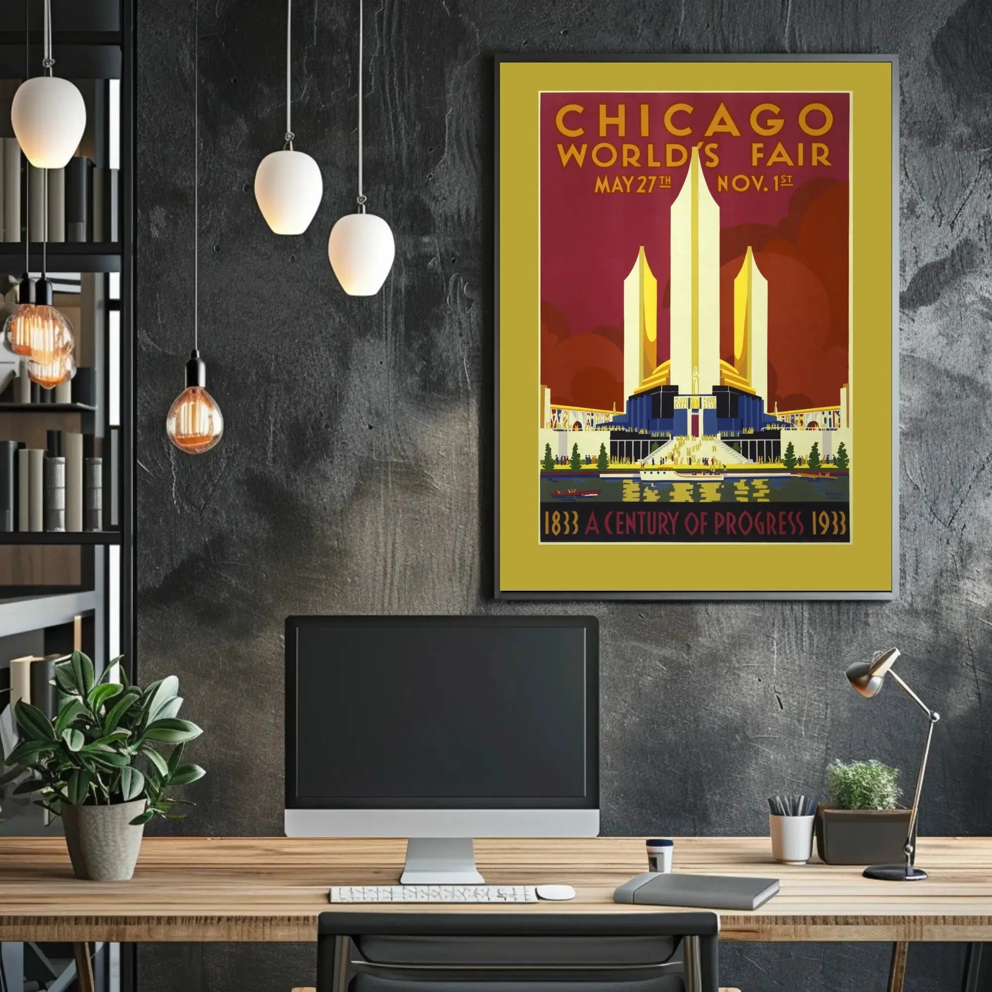 Chicago World's Fair 1933 Art Deco Travel Poster PosterGoat
