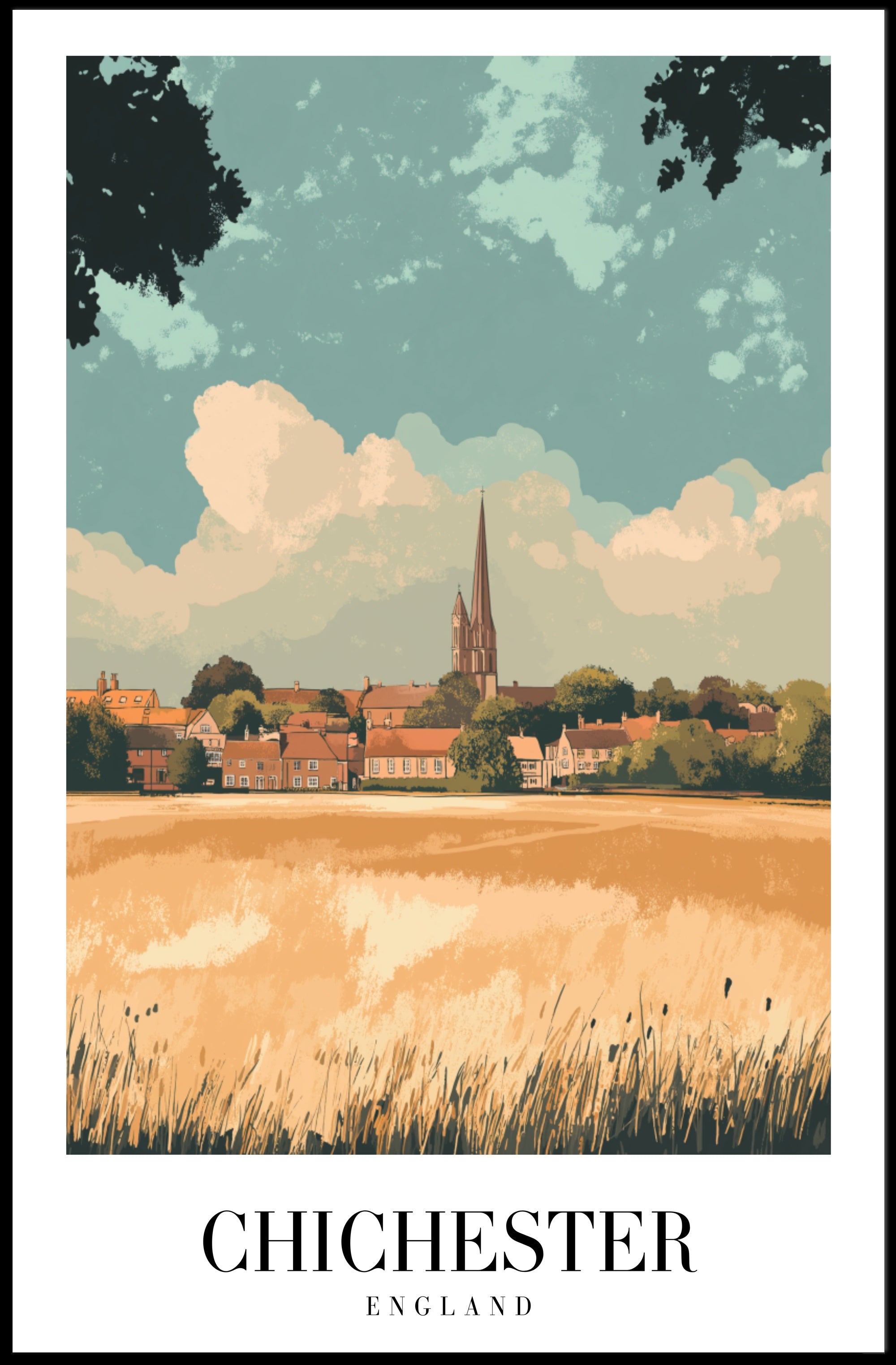 Chichester Landscape Vintage Travel Poster PosterGoat