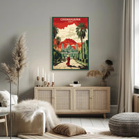 Chignahuapan Cathedral Vintage  Art Poster PosterGoat