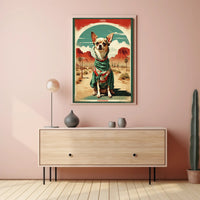 Chihuahua in Mexican Attire Vintage Travel Poster PosterGoat