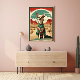 Chihuahua in Mexican Attire Vintage Travel Poster PosterGoat