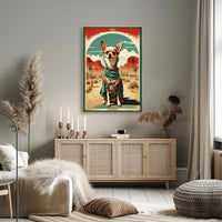 Chihuahua in Mexican Attire Vintage Travel Poster PosterGoat