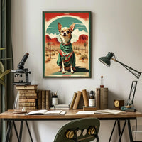 Chihuahua in Mexican Attire Vintage Travel Poster PosterGoat