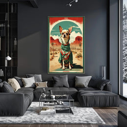 Chihuahua in Mexican Attire Vintage Travel Poster PosterGoat