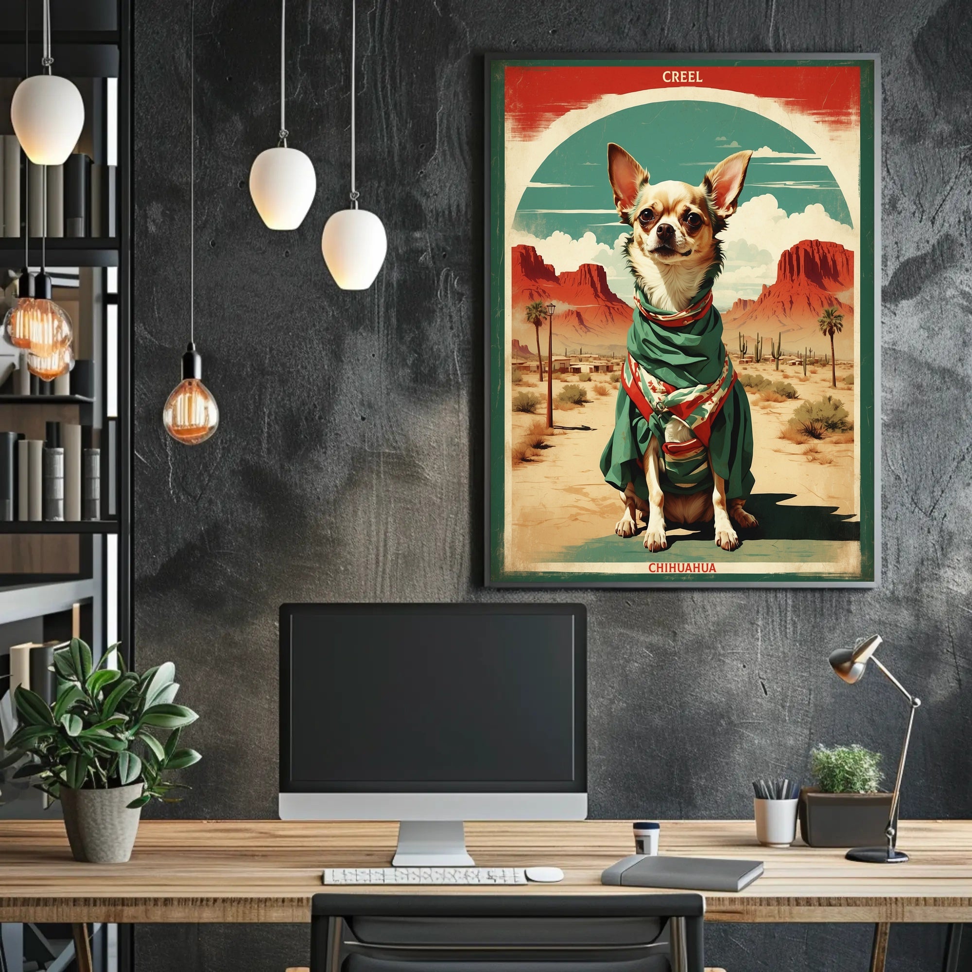 Chihuahua in Mexican Attire Vintage Travel Poster PosterGoat