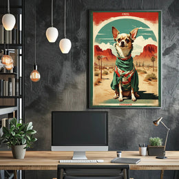 Chihuahua in Mexican Attire Vintage Travel Poster PosterGoat