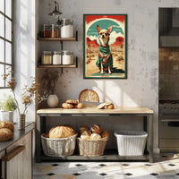 Chihuahua in Mexican Attire Vintage Travel Poster PosterGoat
