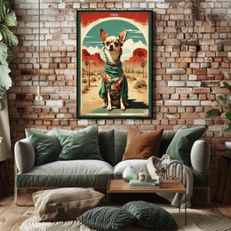 Chihuahua in Mexican Attire Vintage Travel Poster PosterGoat