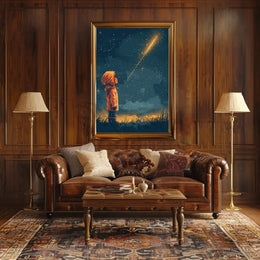 Child Gazing at Stars Artistic, Whimsical Poster PosterGoat