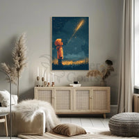 Child Gazing at Stars Artistic, Whimsical Poster PosterGoat