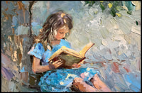 Child Reading in Nature Artistic Poster PosterGoat