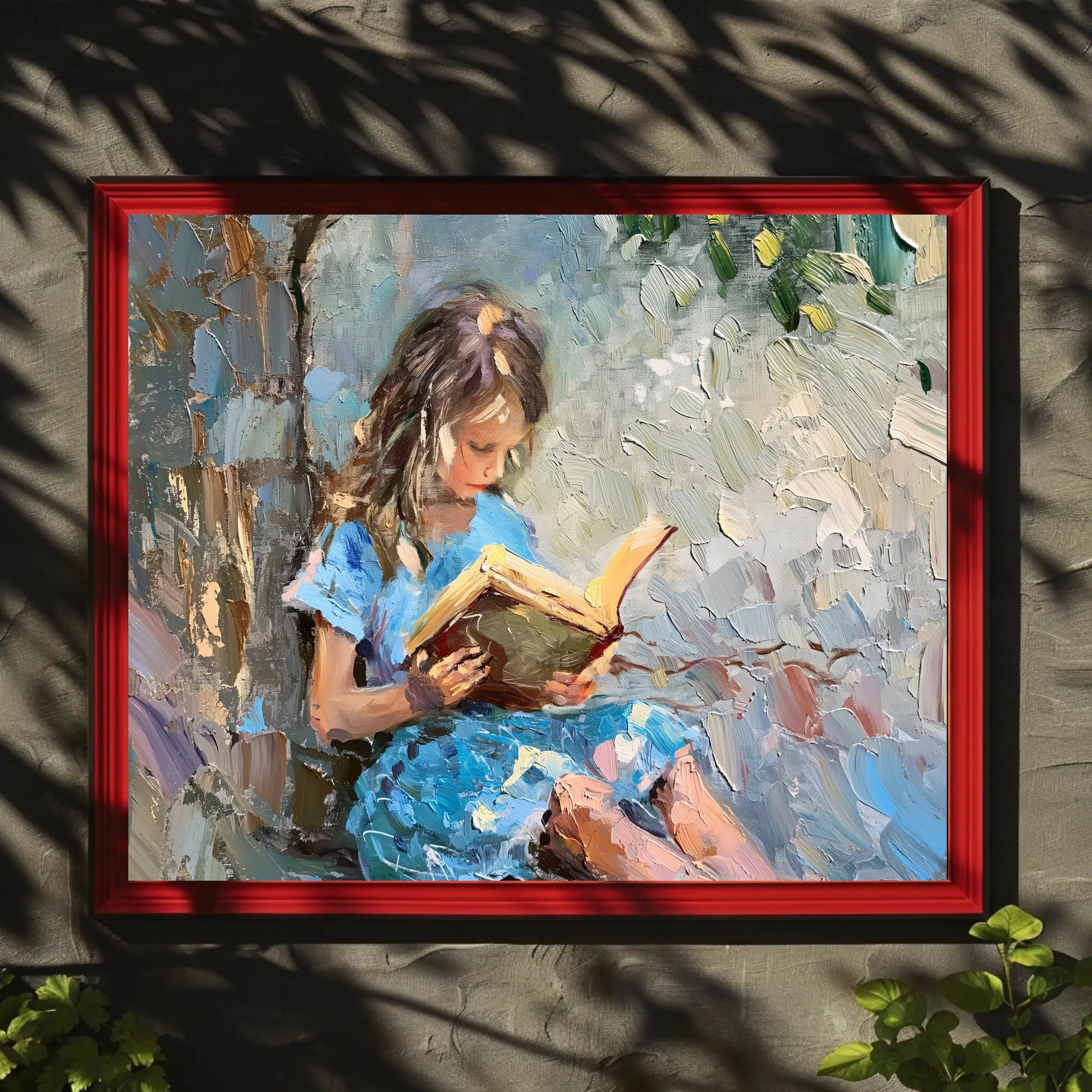 Child Reading in Nature Artistic Poster PosterGoat