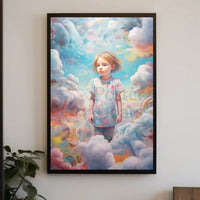 Child's Dreamland: Whimsical Clouds and Bubbles Artistic Poster PosterGoat