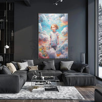 Child's Dreamland: Whimsical Clouds and Bubbles Artistic Poster PosterGoat