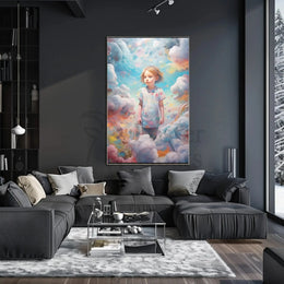Child's Dreamland: Whimsical Clouds and Bubbles Artistic Poster PosterGoat