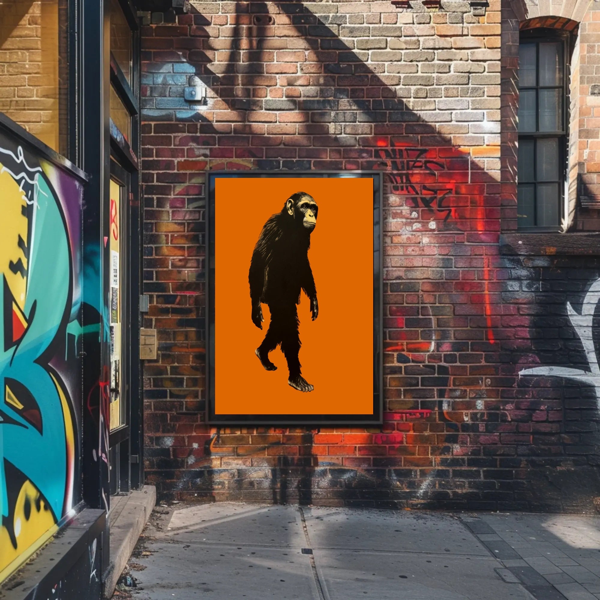 Chimpanzee Walking Upright Animal Poster PosterGoat